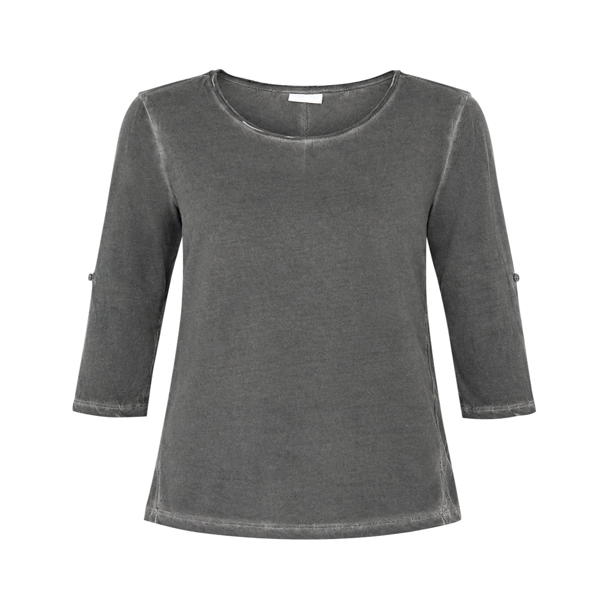 Women's Acid Wash Crewneck 3/4 sleeve T-Shirt