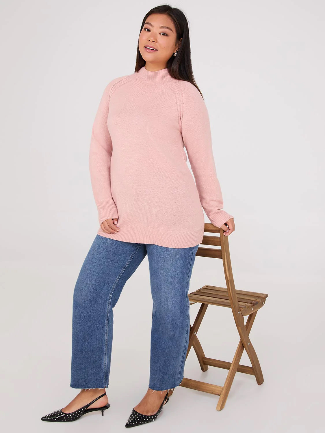 Womens Long Sleeve Mock Neck Sweater