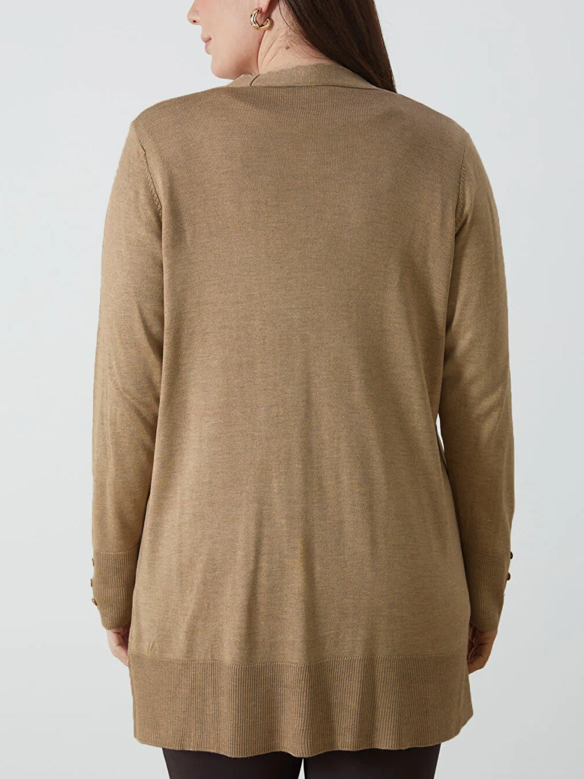 Womens Shawl Collar Tricot Midi Length Cardigan