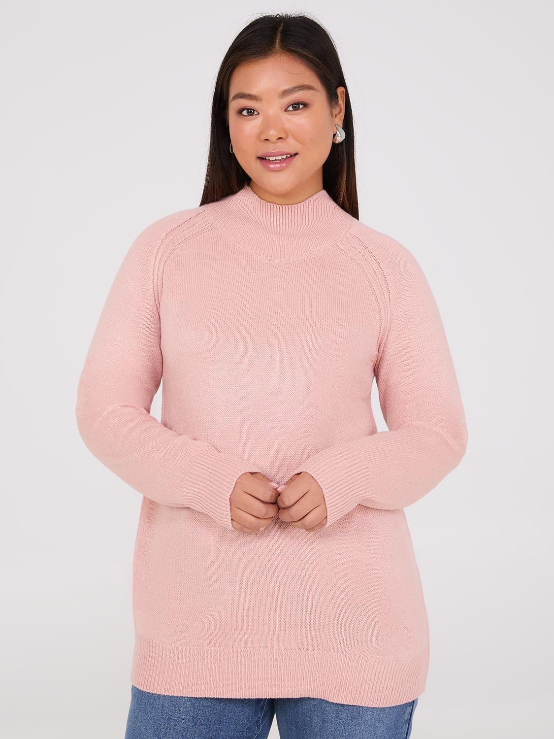 Womens Long Sleeve Mock Neck Sweater