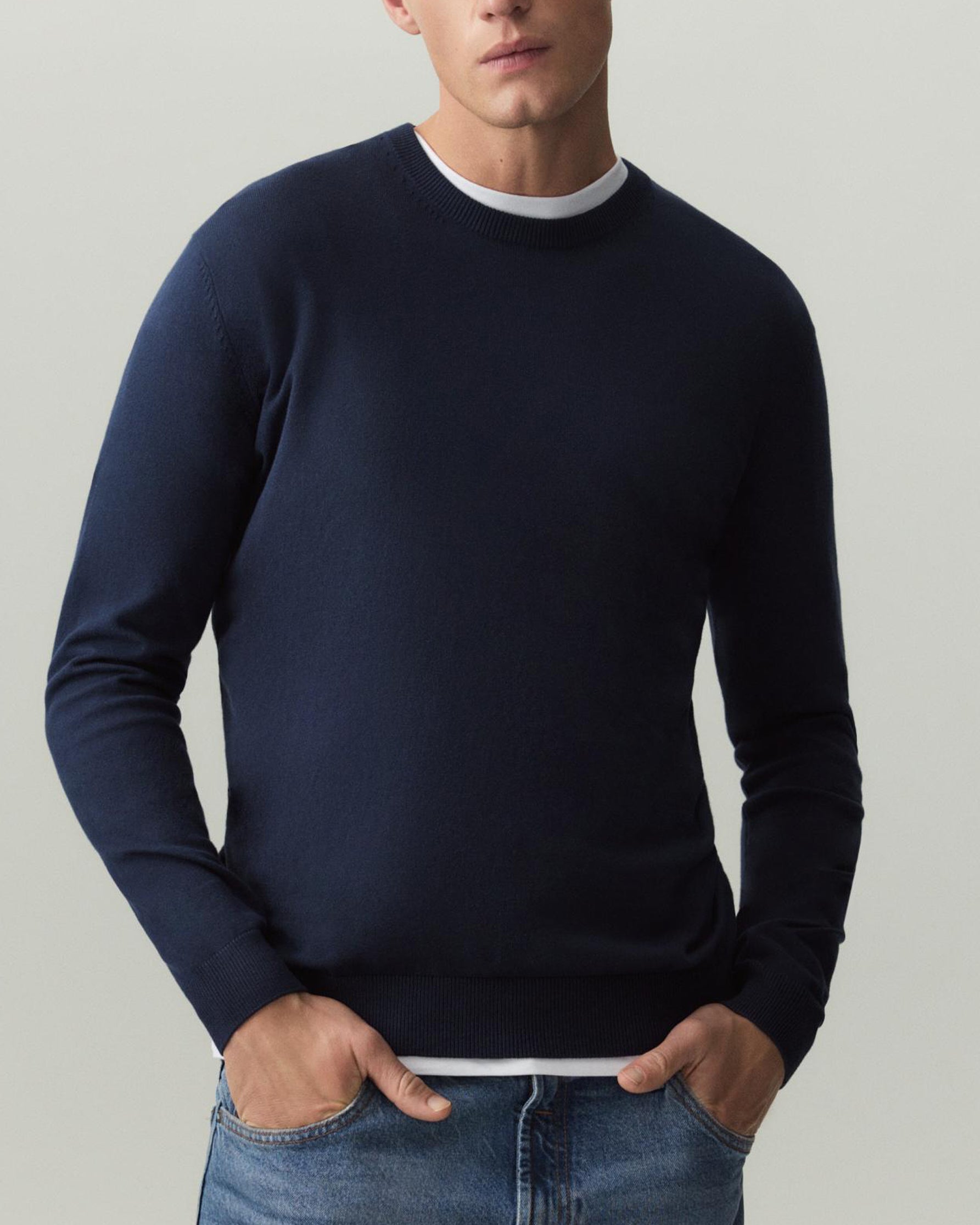 Mens Basic Knit Crew Neck Long Sleeve Pullover Sweater