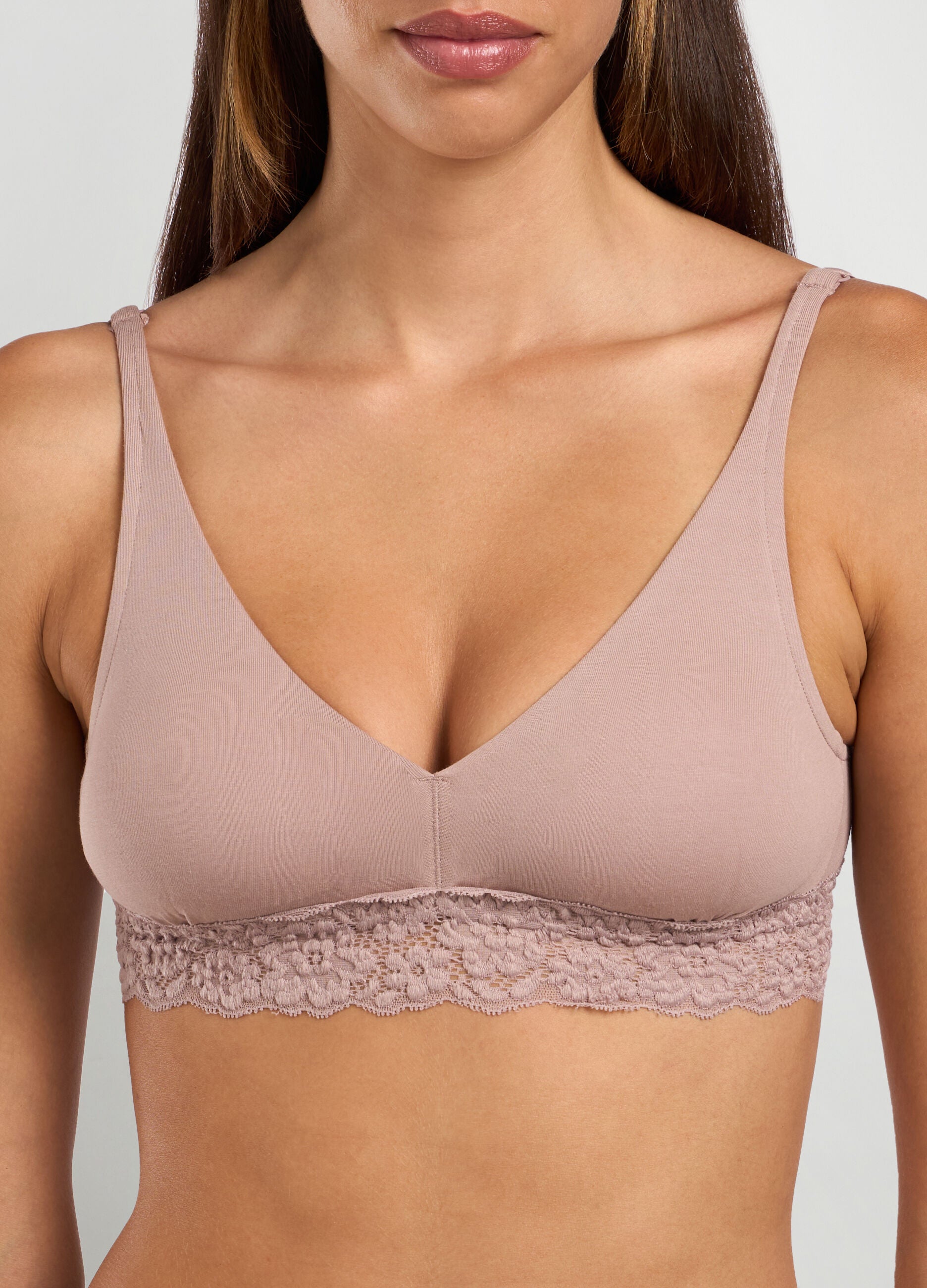 Ladies Cotton Stretch Lace Padded Triangle Bra