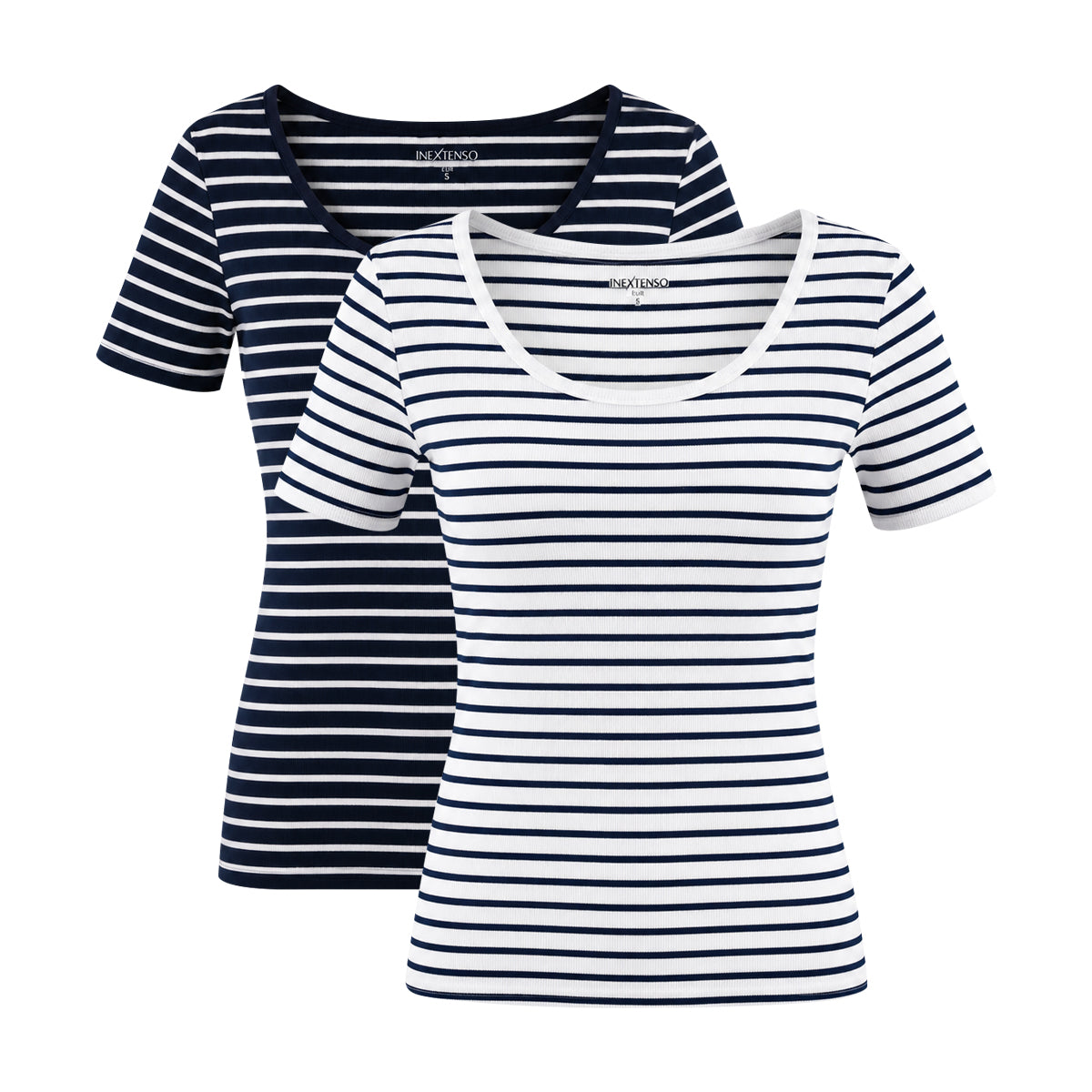 2 PC Combo Pack Women’s Cotton Ribbed Fitted Scoop Neck T-Shirts
