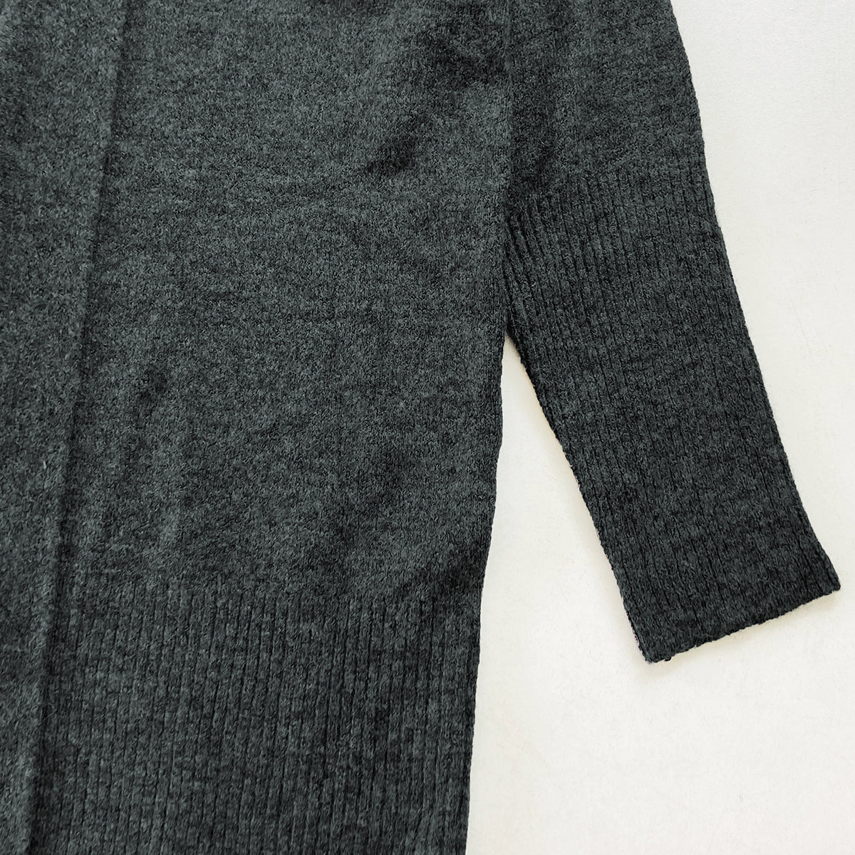 Womens Wool Blend Knit Open Front Longline Cardigan