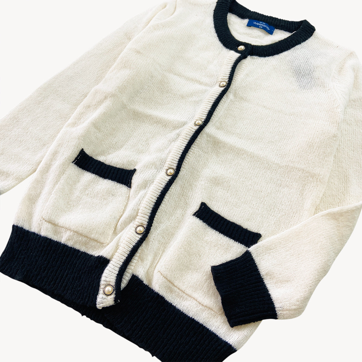 Womens Wool Blend Pearl Button Knit Cardigan Sweater