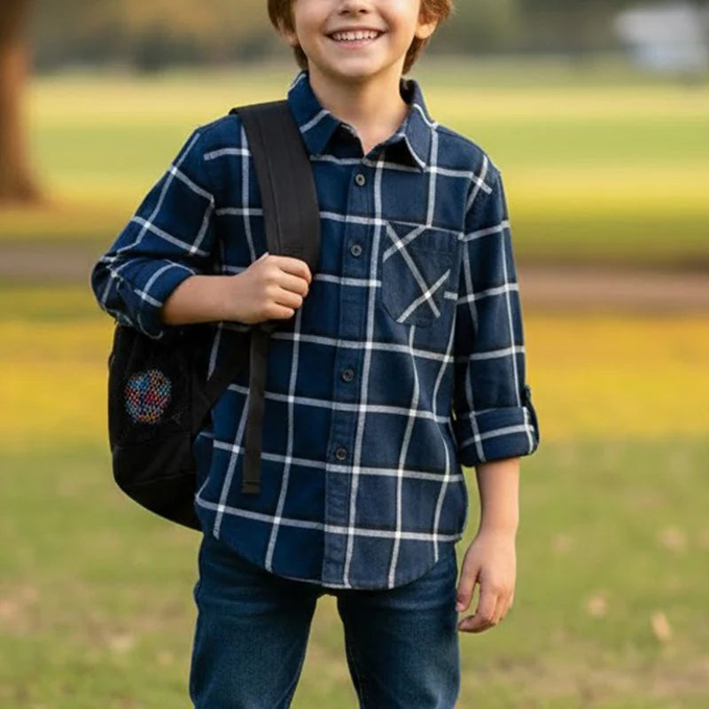 Kids Check Flannel Shirt with Chest Pocket