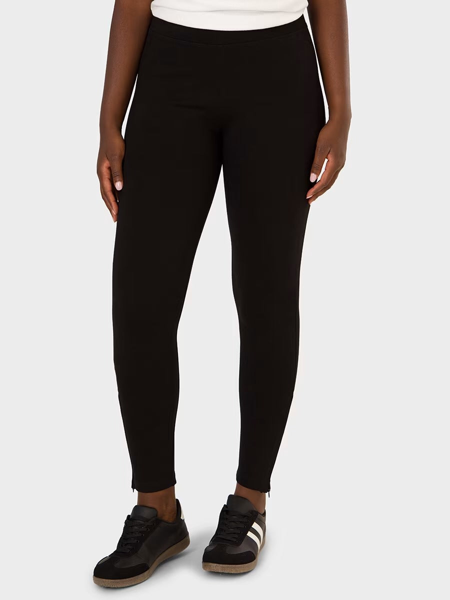 Womens High Rise Zip Hem Pull on Pant