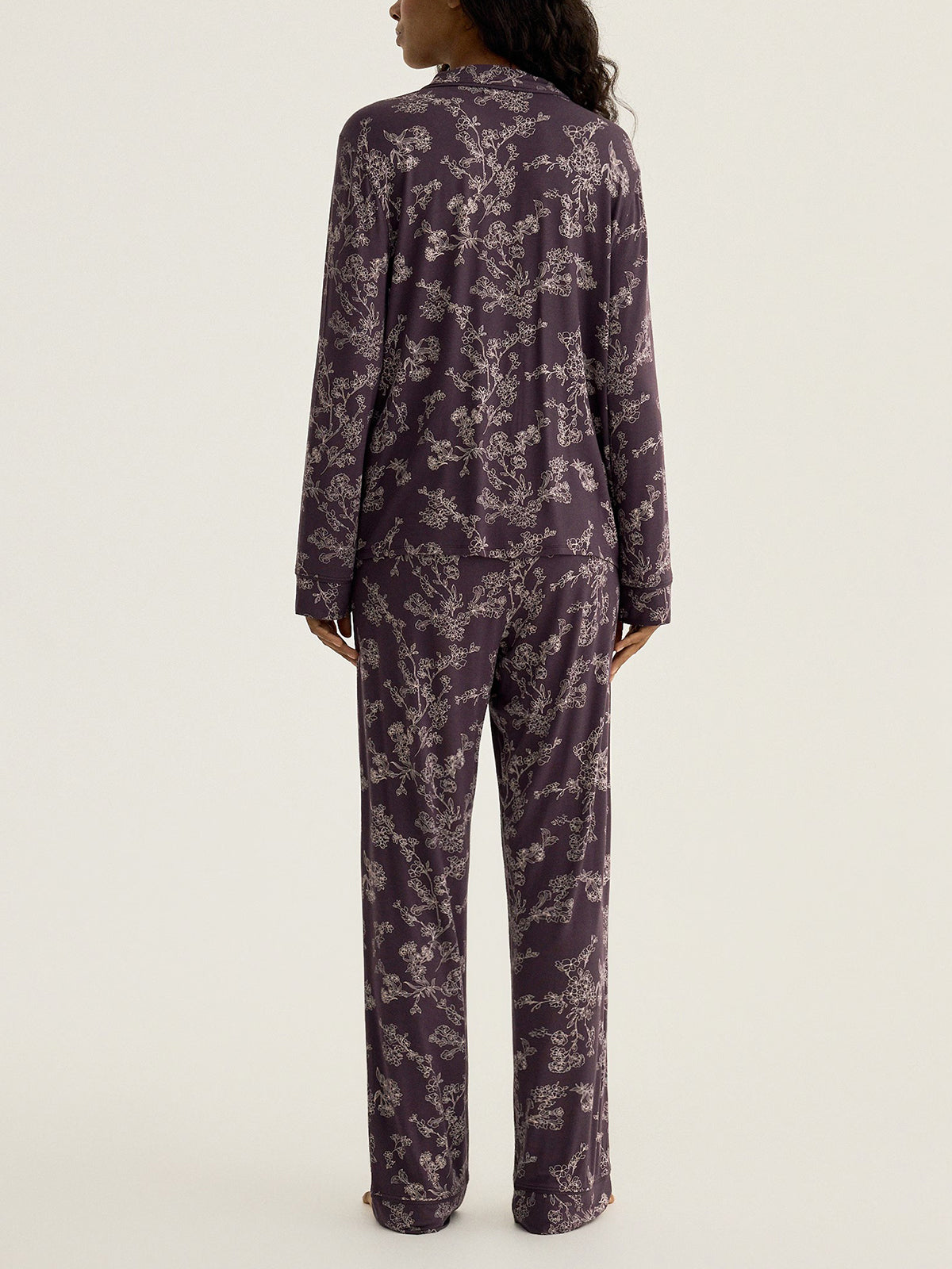 Womens Floral Print Soft Viscose Long Sleeve Nightwear Pyjama Set