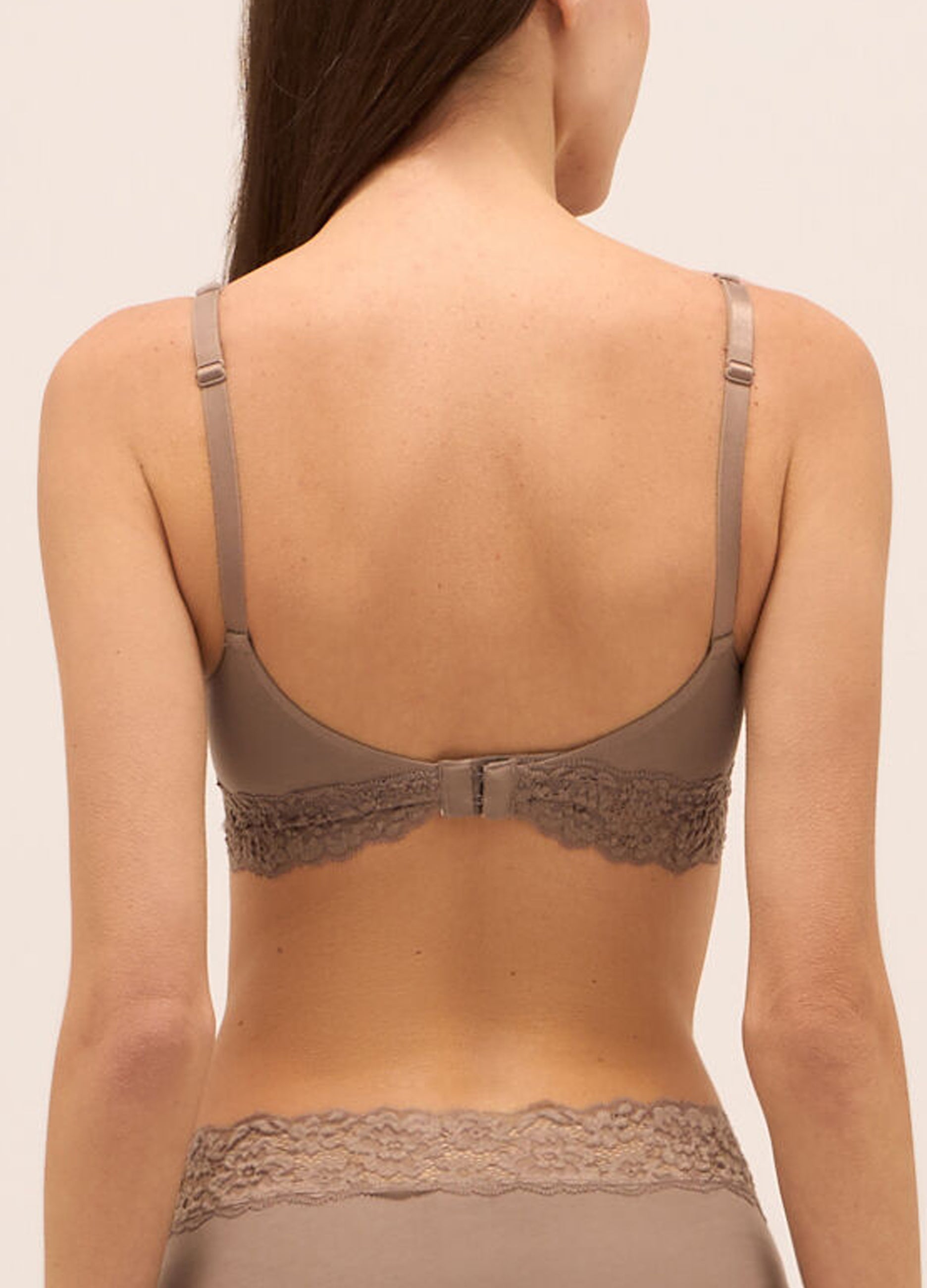 Ladies Cotton Stretch Lace Padded Triangle Bra