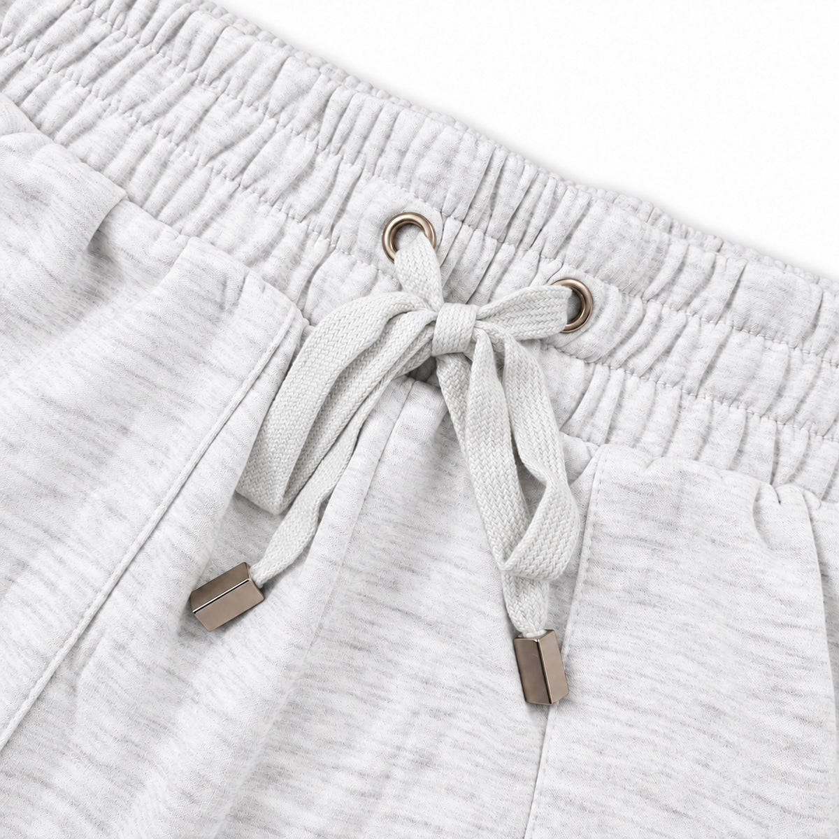 Women's Light Grey Drawstring Lounge Shorts with Pockets
