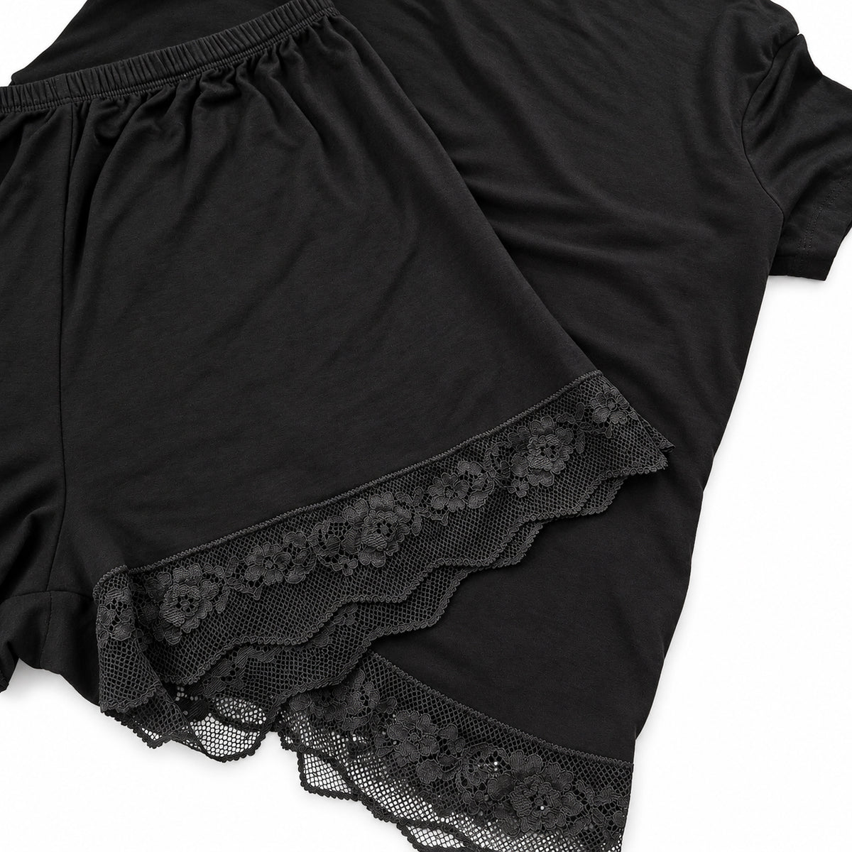 Women's Viscose Lace-Trim T-Shirt & Shorts Nightwear Set
