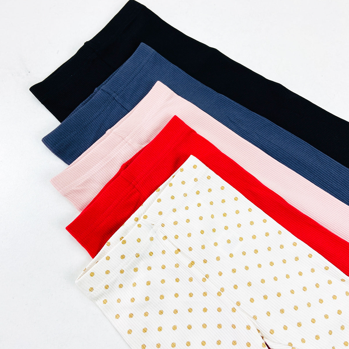 Girls Ribbed Soft Ruffle Hem Cotton Leggings