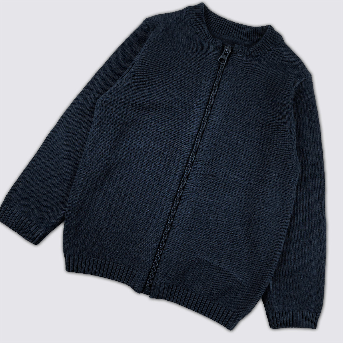 Boys Premium Cotton Knit Zip-Up Full Sleeve Sweater