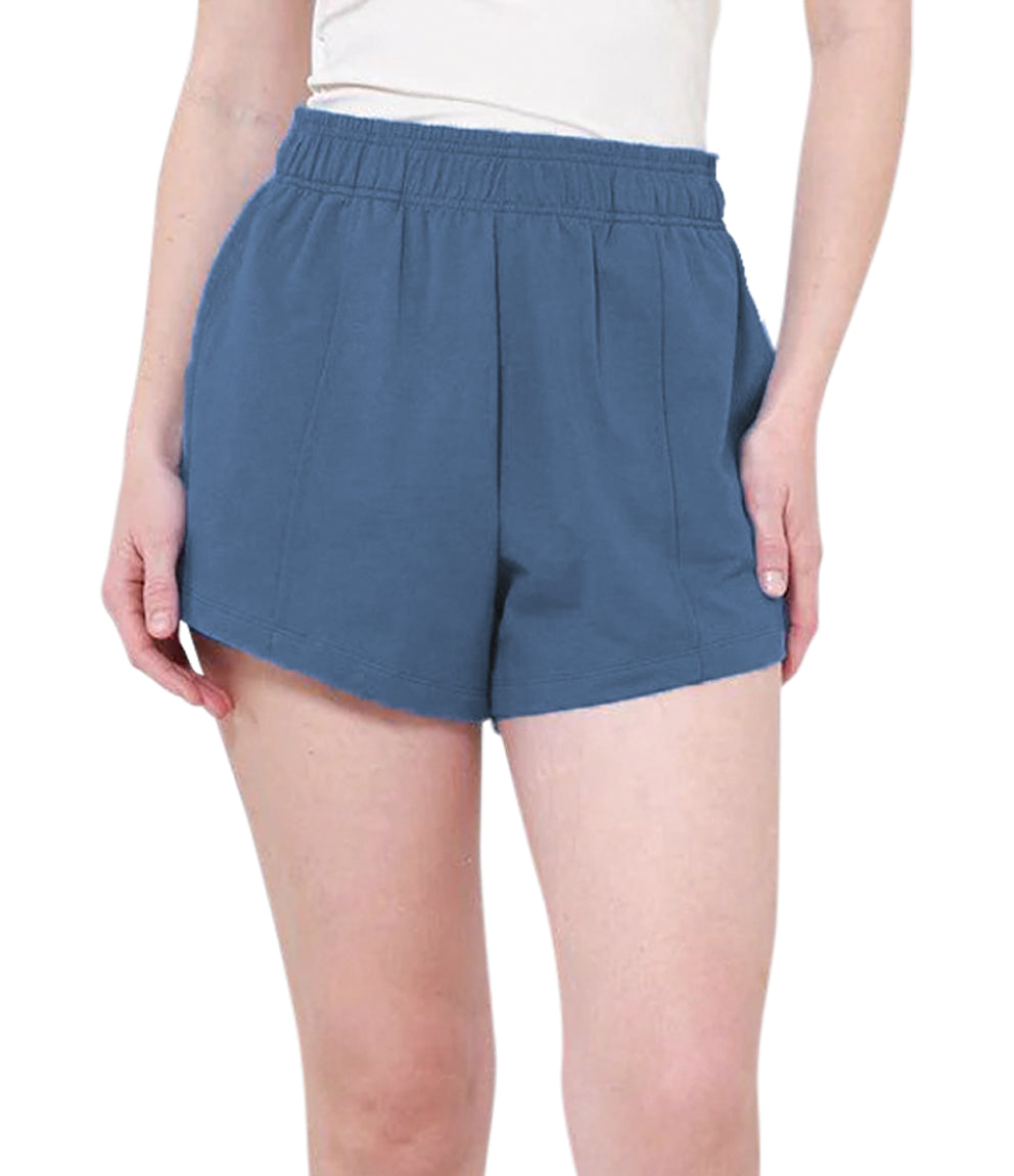 Womens Casual High-Waisted Cotton Terry Shorts