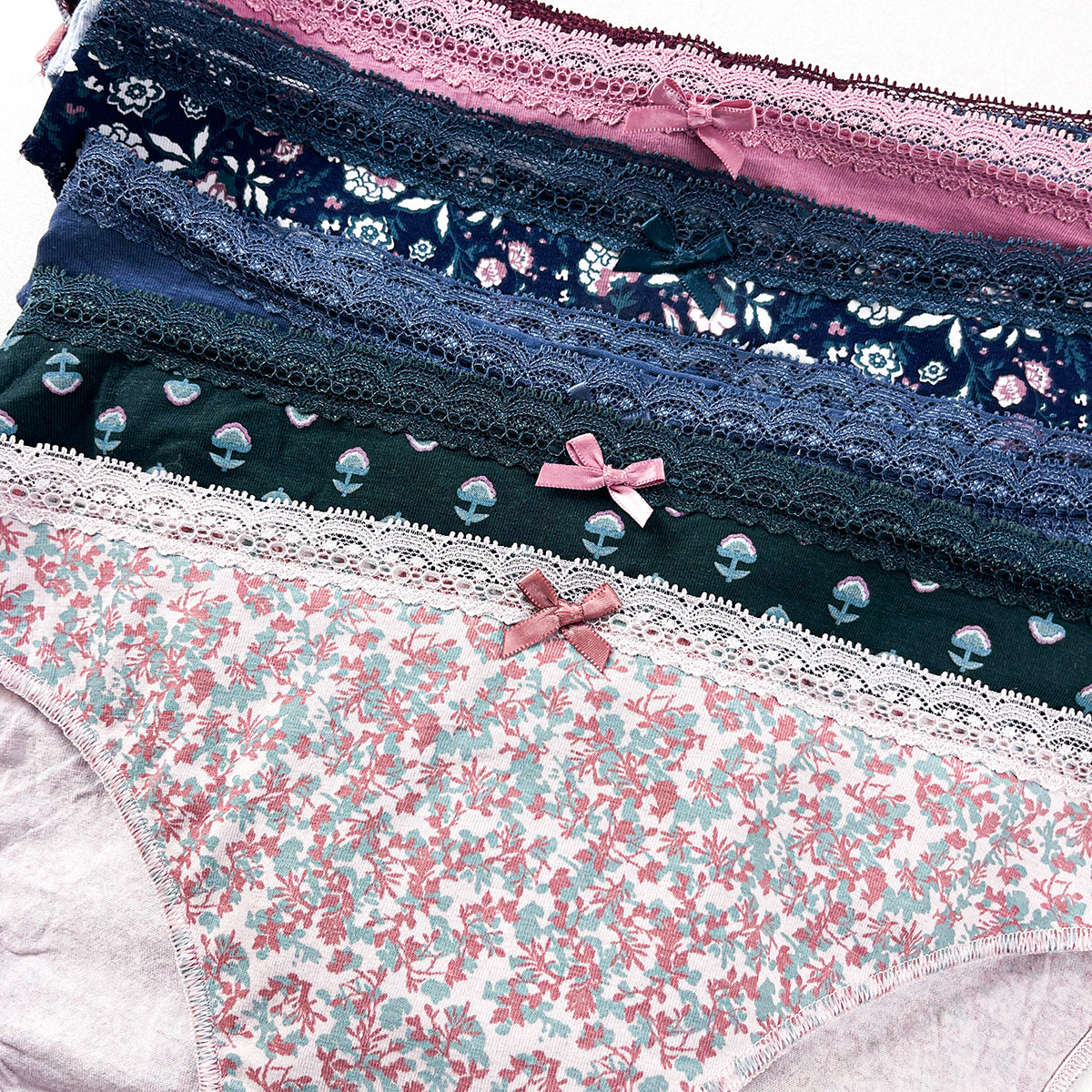 Pack of 5 Womens Soft Cotton Lace Trim Bikini Comfort Underwear Panty