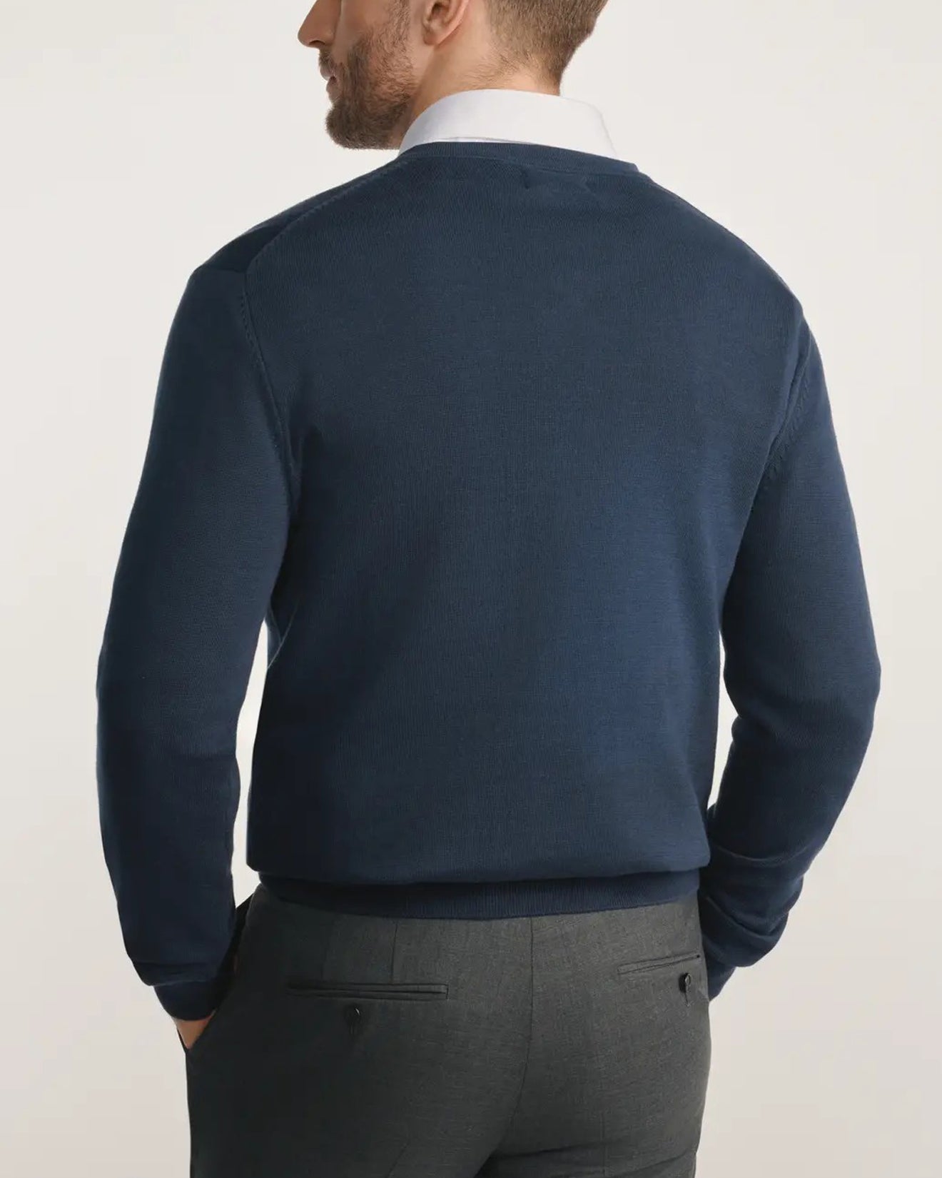 Mens Premium Cotton V-Neck Long Sleeve Knit Sweater