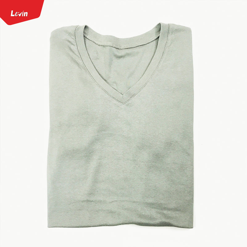 Mens V-neck Rib Structure Thermal Cotton Vest T-shirt