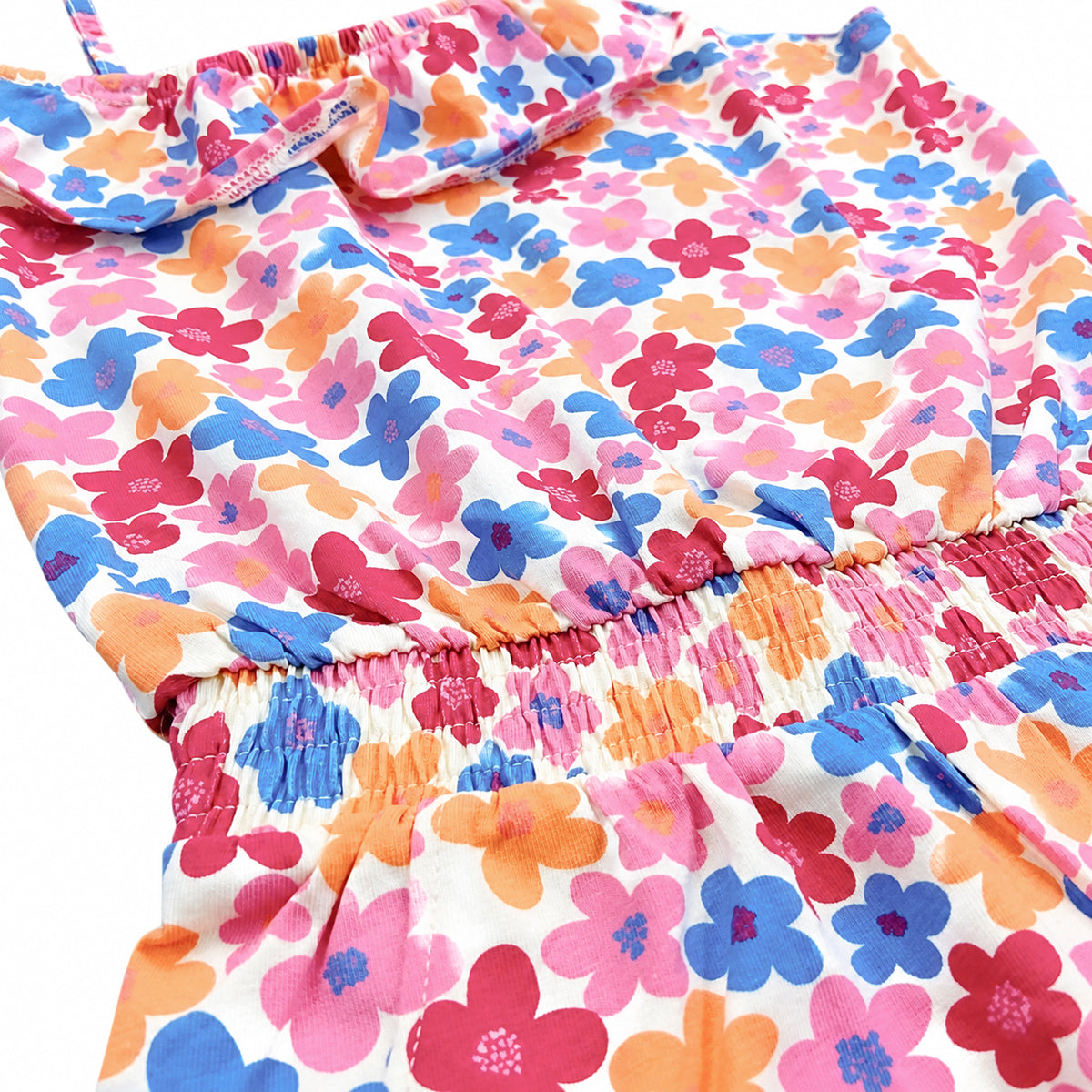 Girls Floral Printed One Shoulder Cotton Playsuit Summer Romper