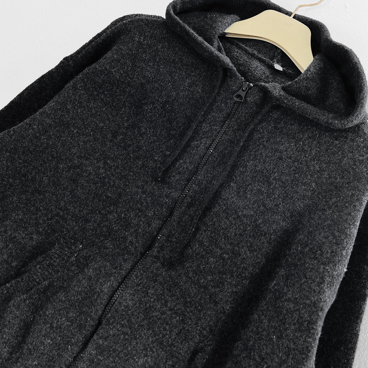 Womens Wool Blend Zip-Up Hoodie with Pockets