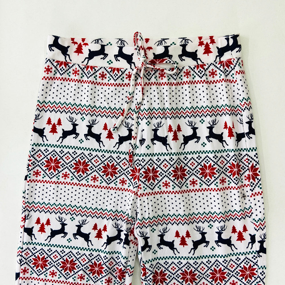 Womens Casual Printed Holiday Cozy Pajama Joggers