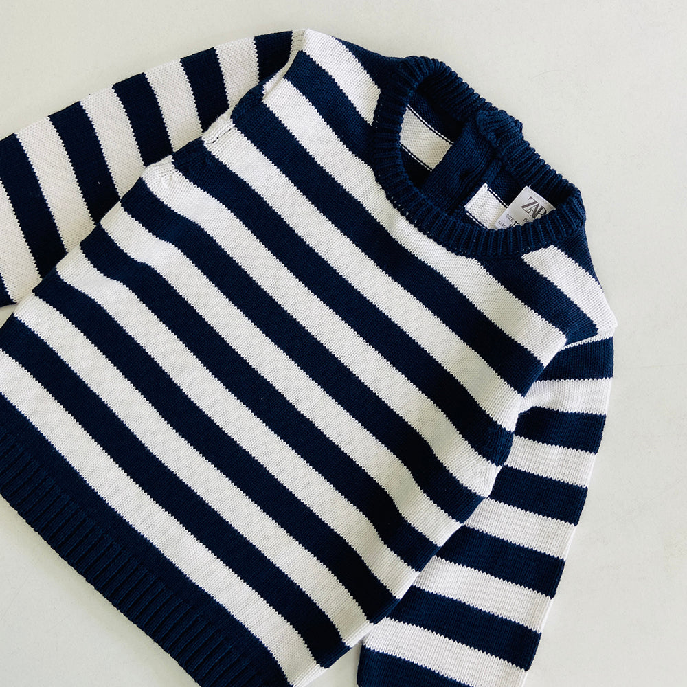 Toddler Baby Long Sleeve Striped  Knit Cotton Jumper