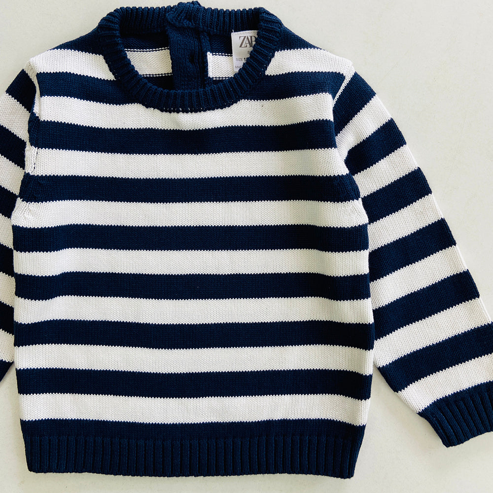 Toddler Baby Long Sleeve Striped  Knit Cotton Jumper