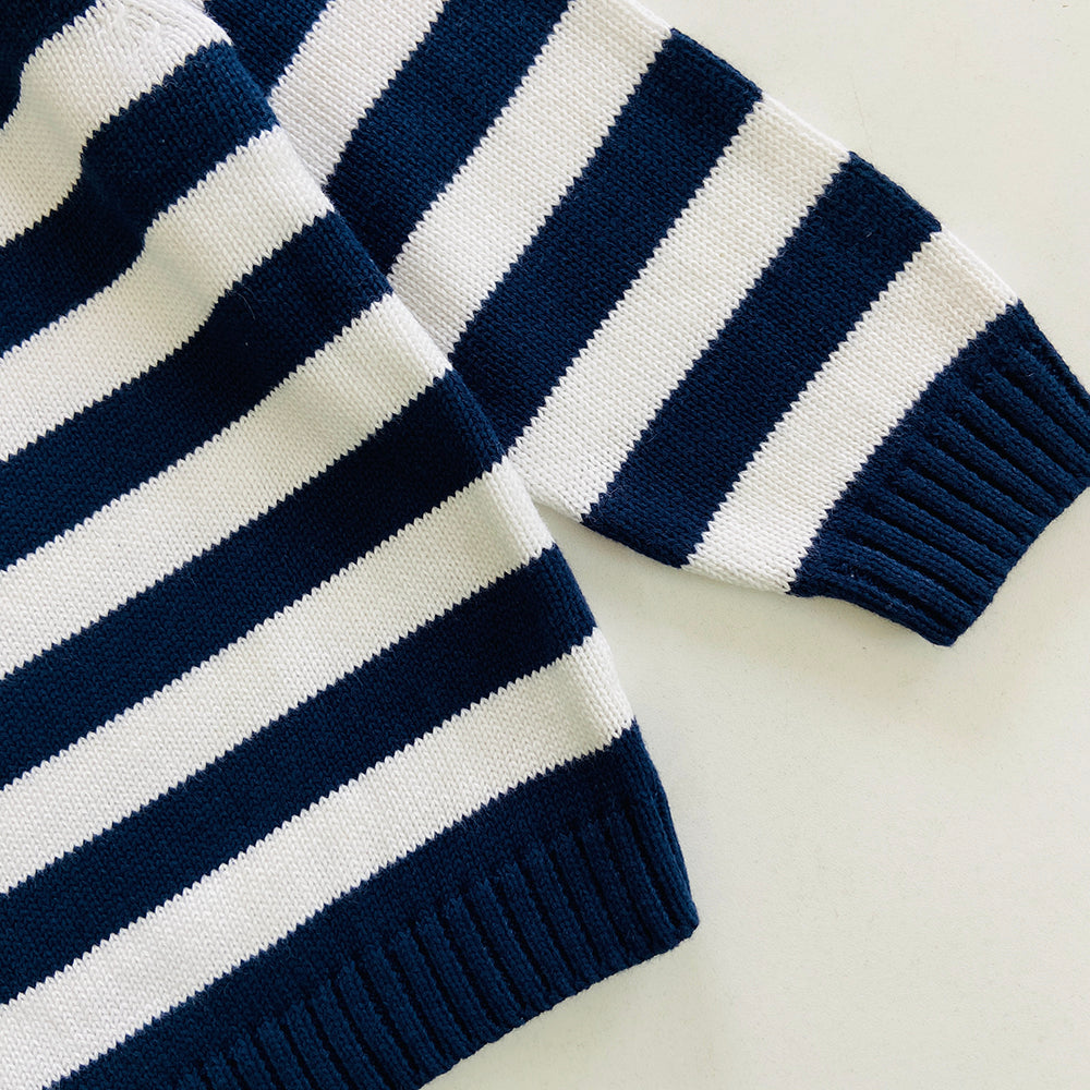 Toddler Baby Long Sleeve Striped  Knit Cotton Jumper