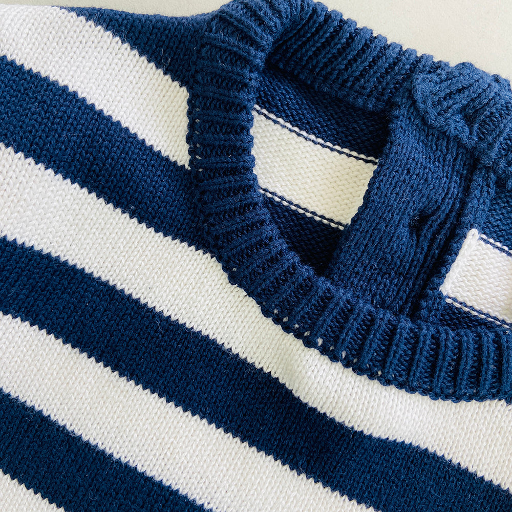 Toddler Baby Long Sleeve Striped  Knit Cotton Jumper