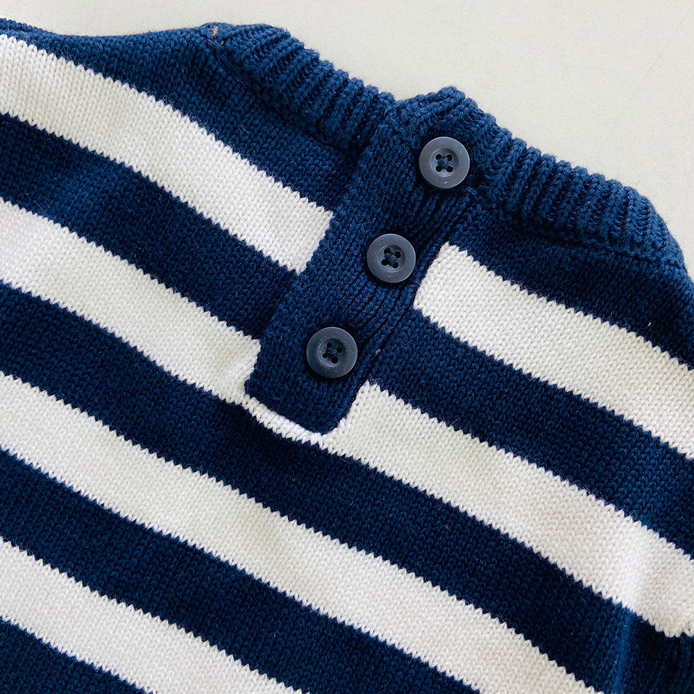 Toddler Baby Long Sleeve Striped  Knit Cotton Jumper