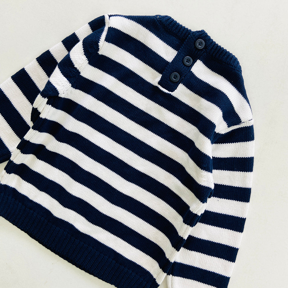 Toddler Baby Long Sleeve Striped  Knit Cotton Jumper