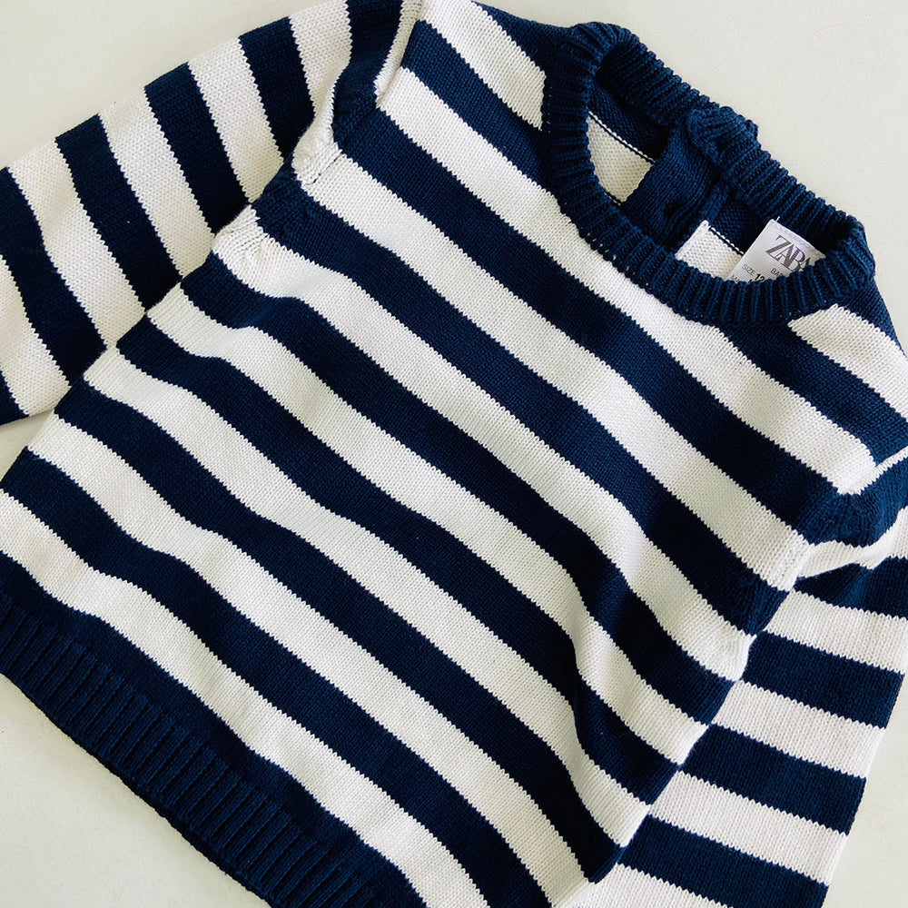 Toddler Baby Long Sleeve Striped  Knit Cotton Jumper