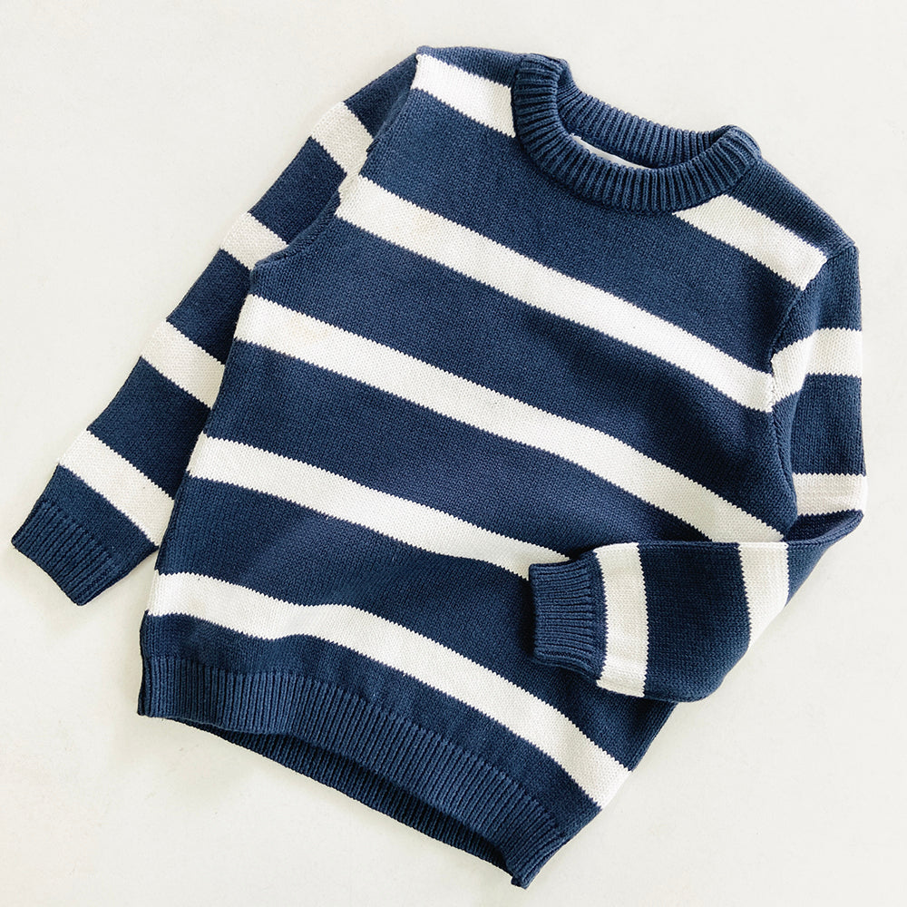 Boys Long Sleeve Striped Pullover Sweater