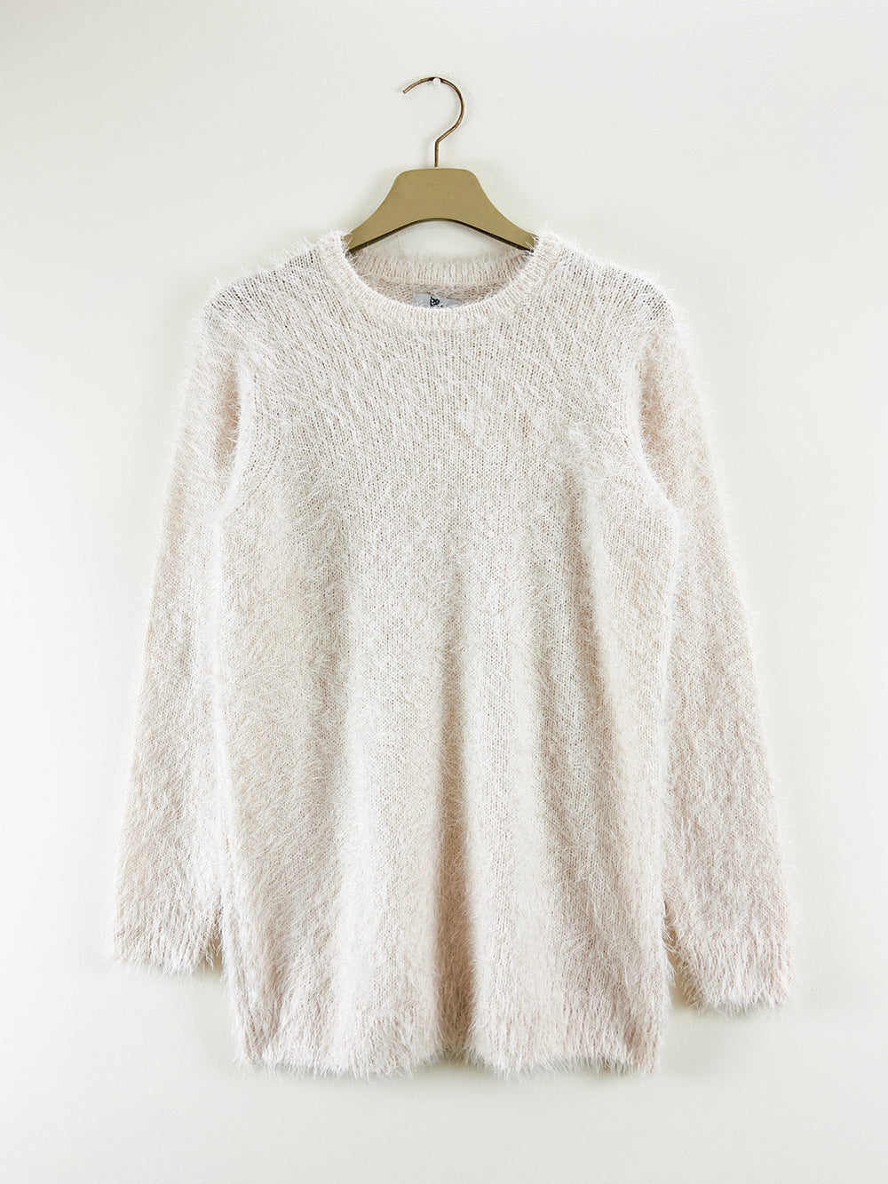 Womens Long Sleeve Round Neck Fluffy Jumper