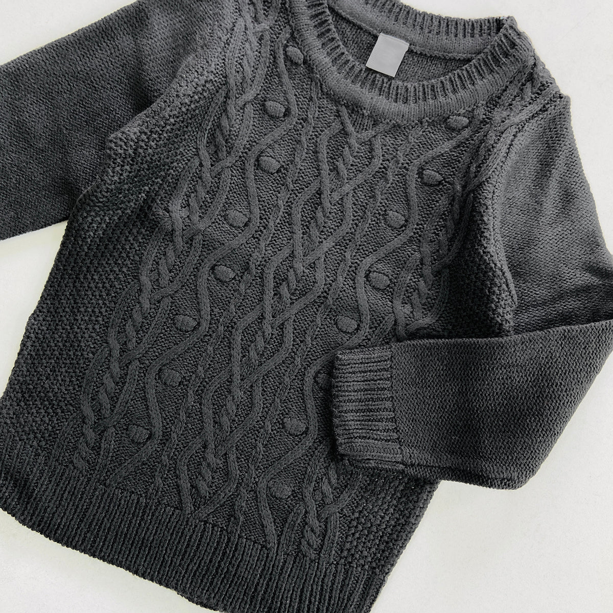 Boys Long Sleeve Solid Pullover Sweater