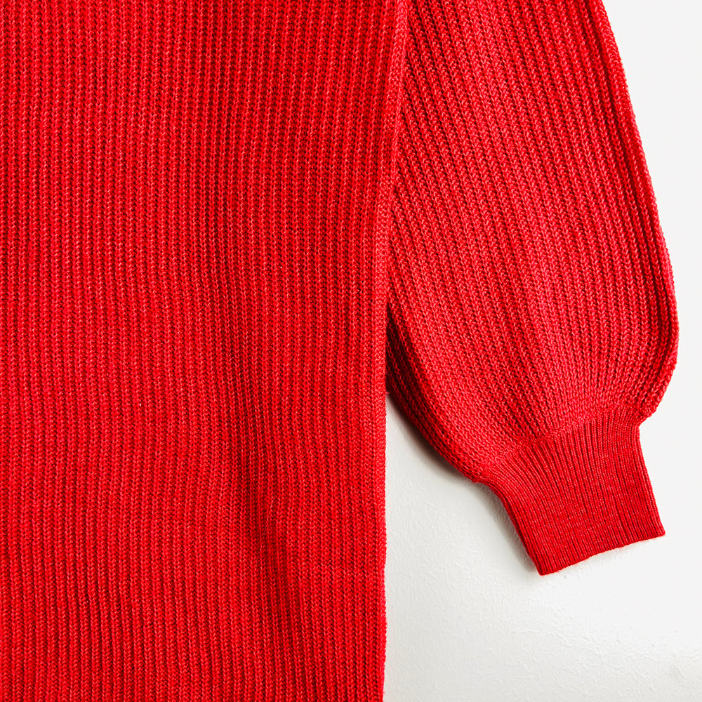 Womens Textured V-Neck Semi Long Sweater