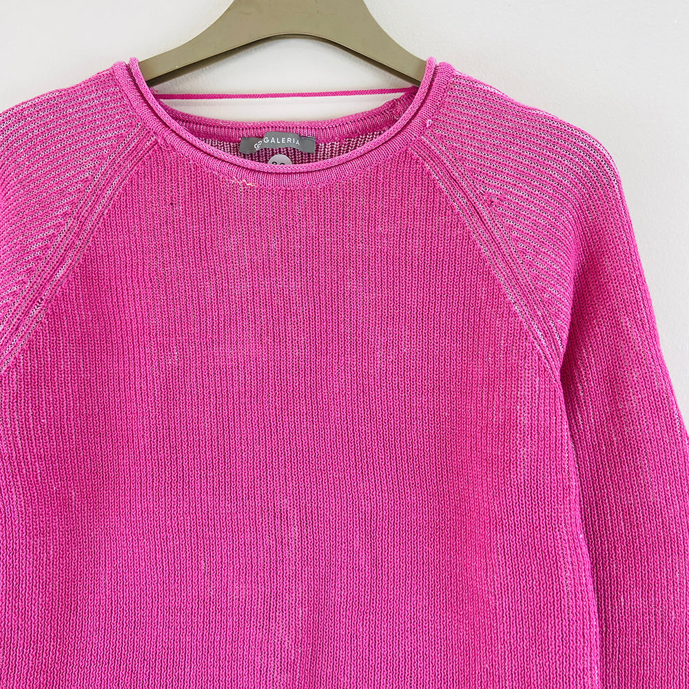 Womens Round Neck Waffle Knit Pullover Jumper Sweater