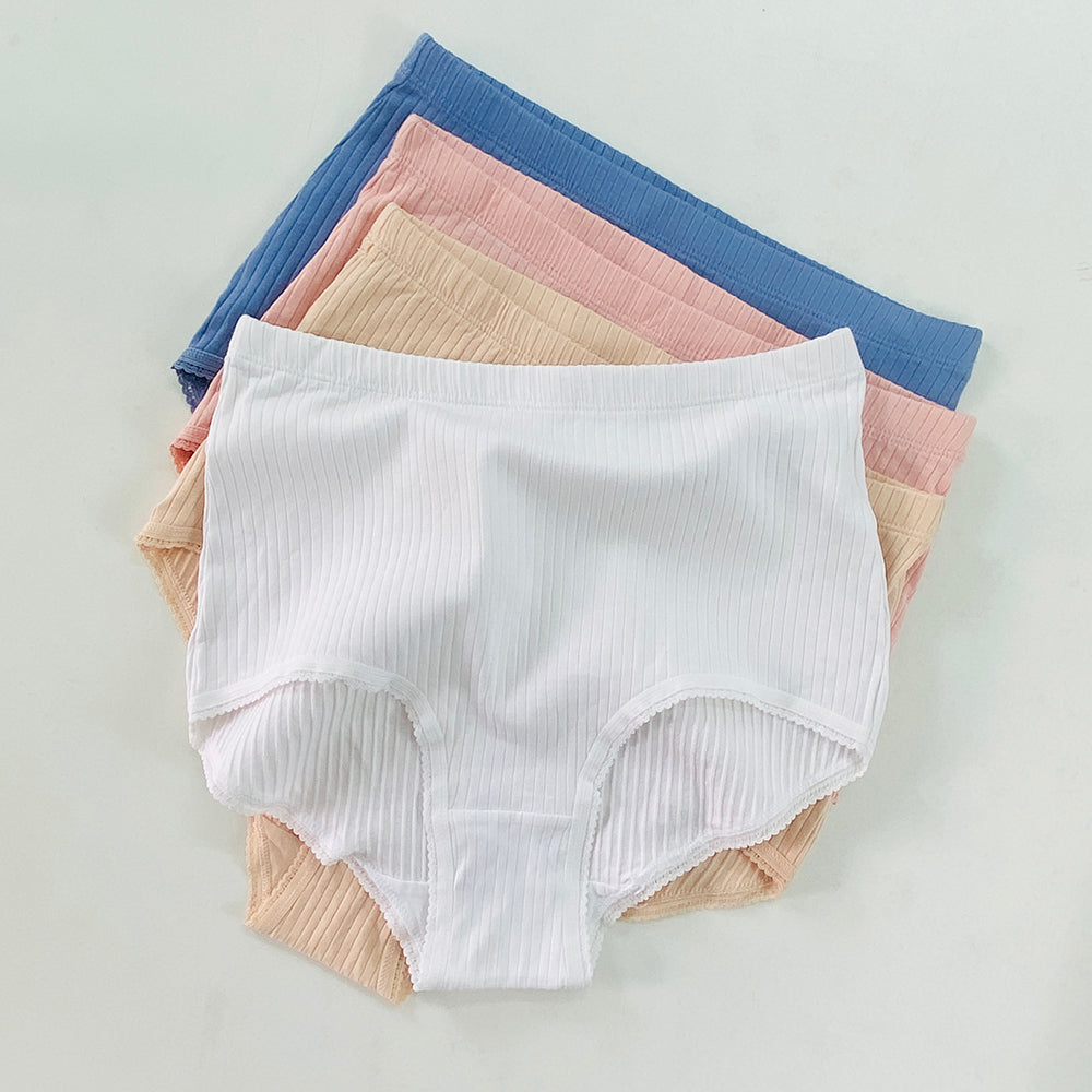 Ladies High Waisted Ribbed Cotton Brief Panty