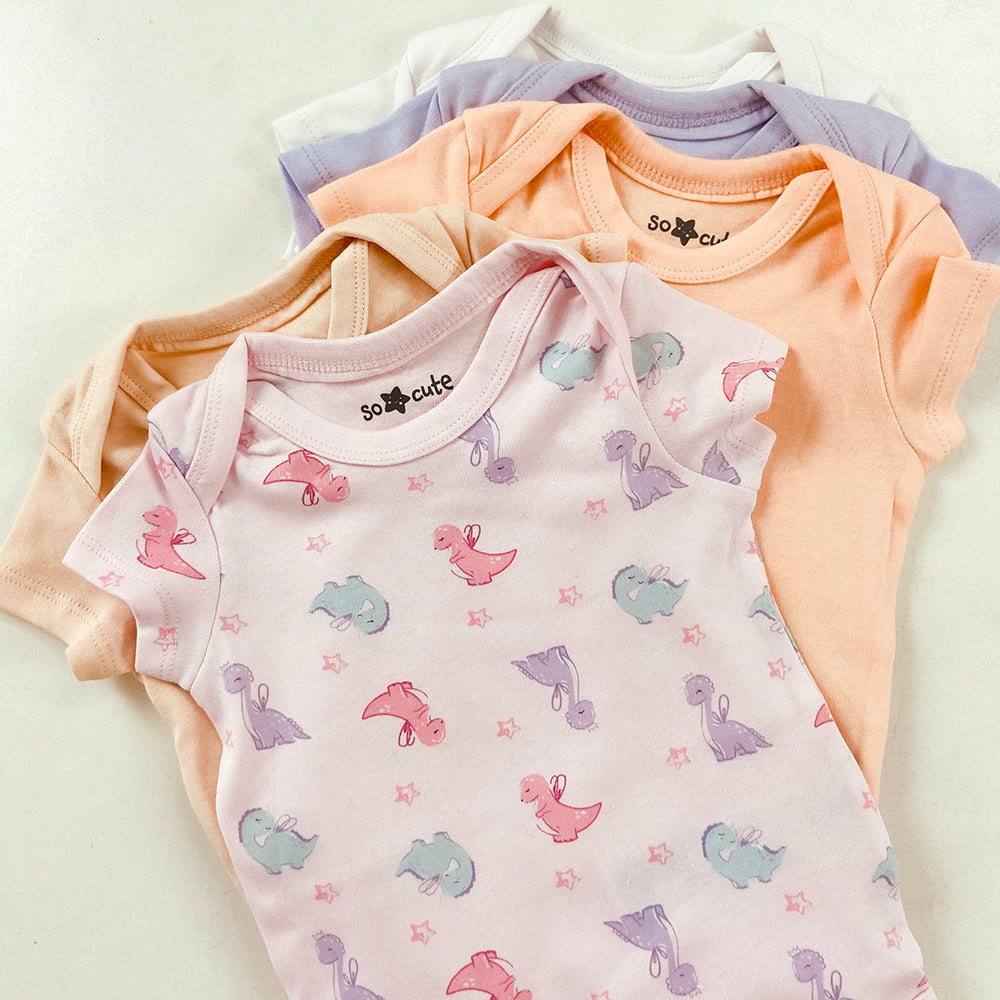 Pack of 5 Half Sleeve Organic Cotton Baby Romper Combo