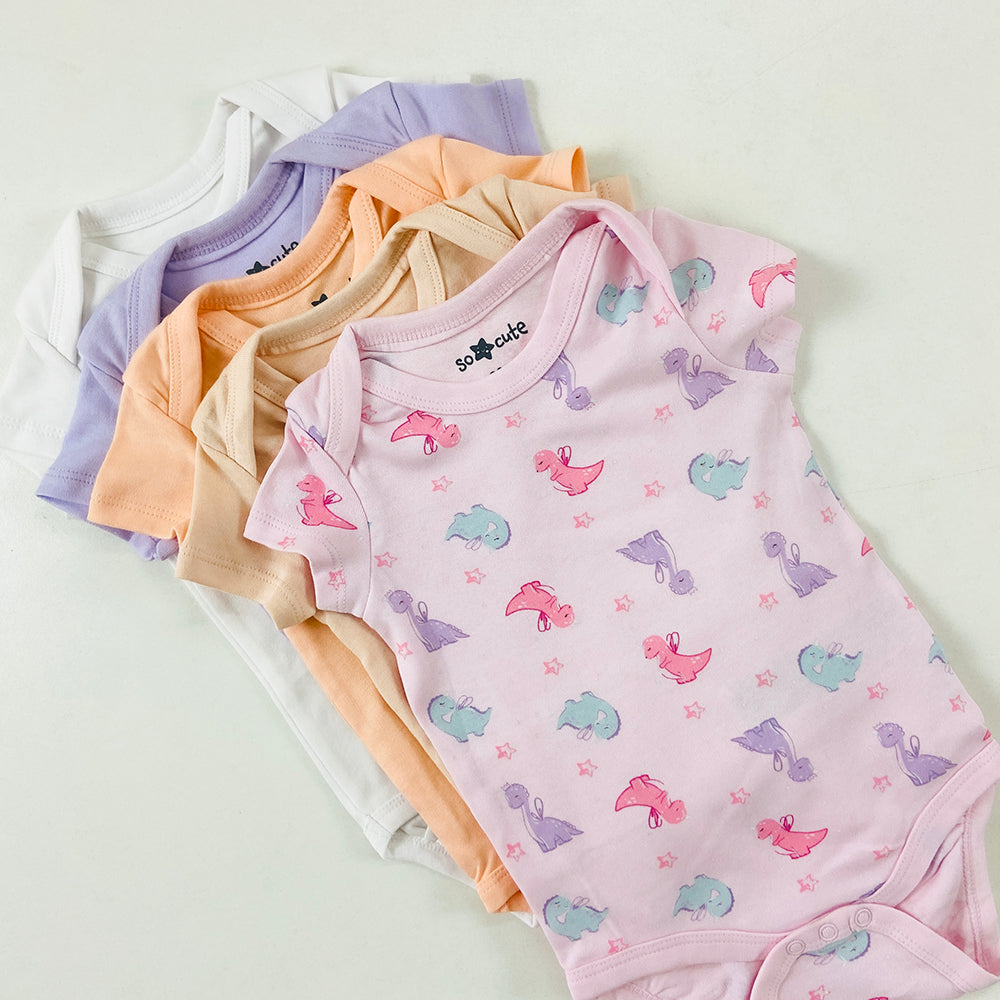 Pack of 5 Half Sleeve Organic Cotton Baby Romper Combo