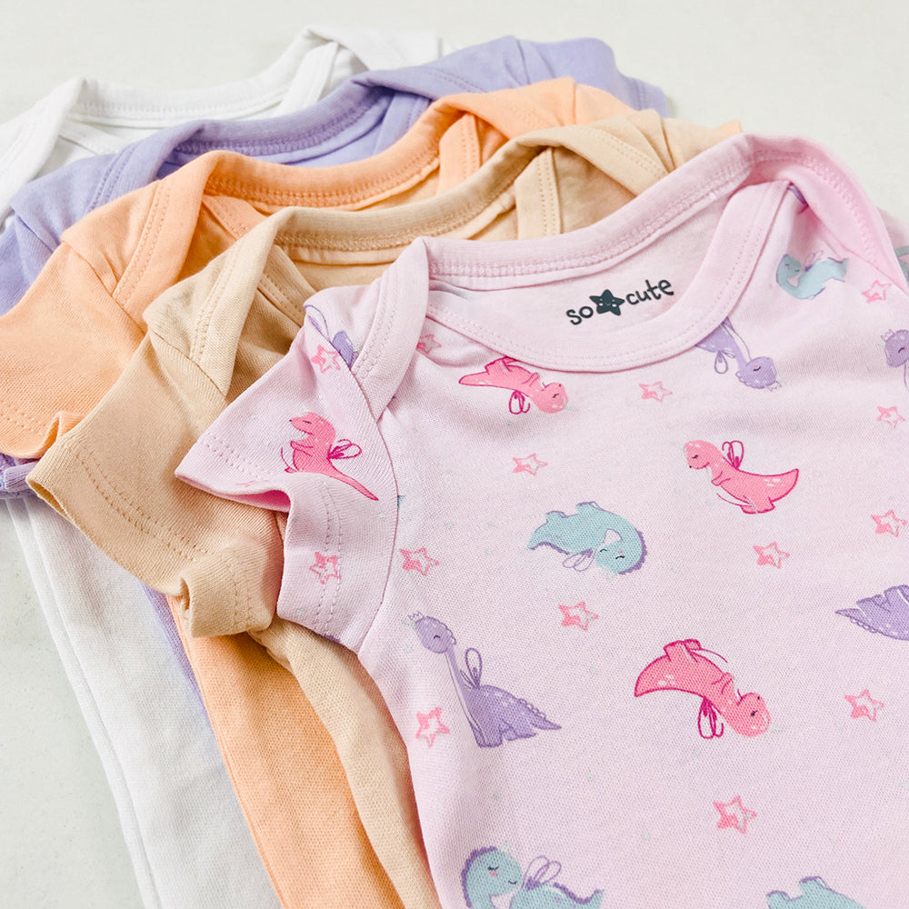 Pack of 5 Half Sleeve Organic Cotton Baby Romper Combo