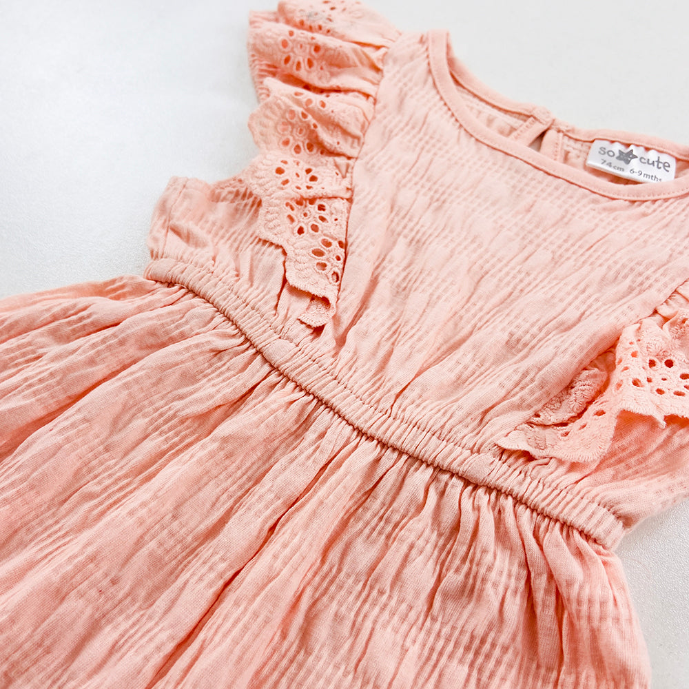 Infant and Toddler Girl Sleeveless Ruffle Trim Cotton Bodysuit