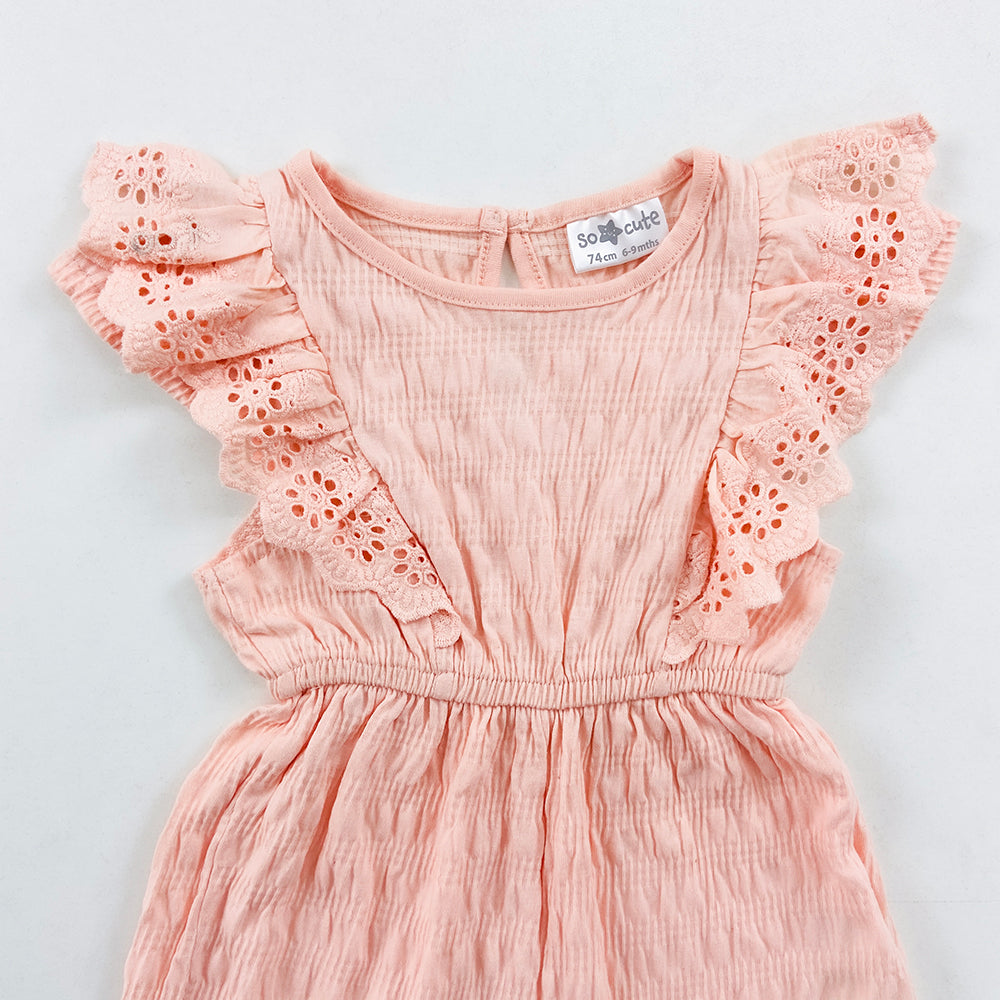 Infant and Toddler Girl Sleeveless Ruffle Trim Cotton Bodysuit