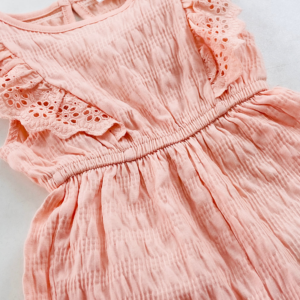 Infant and Toddler Girl Sleeveless Ruffle Trim Cotton Bodysuit