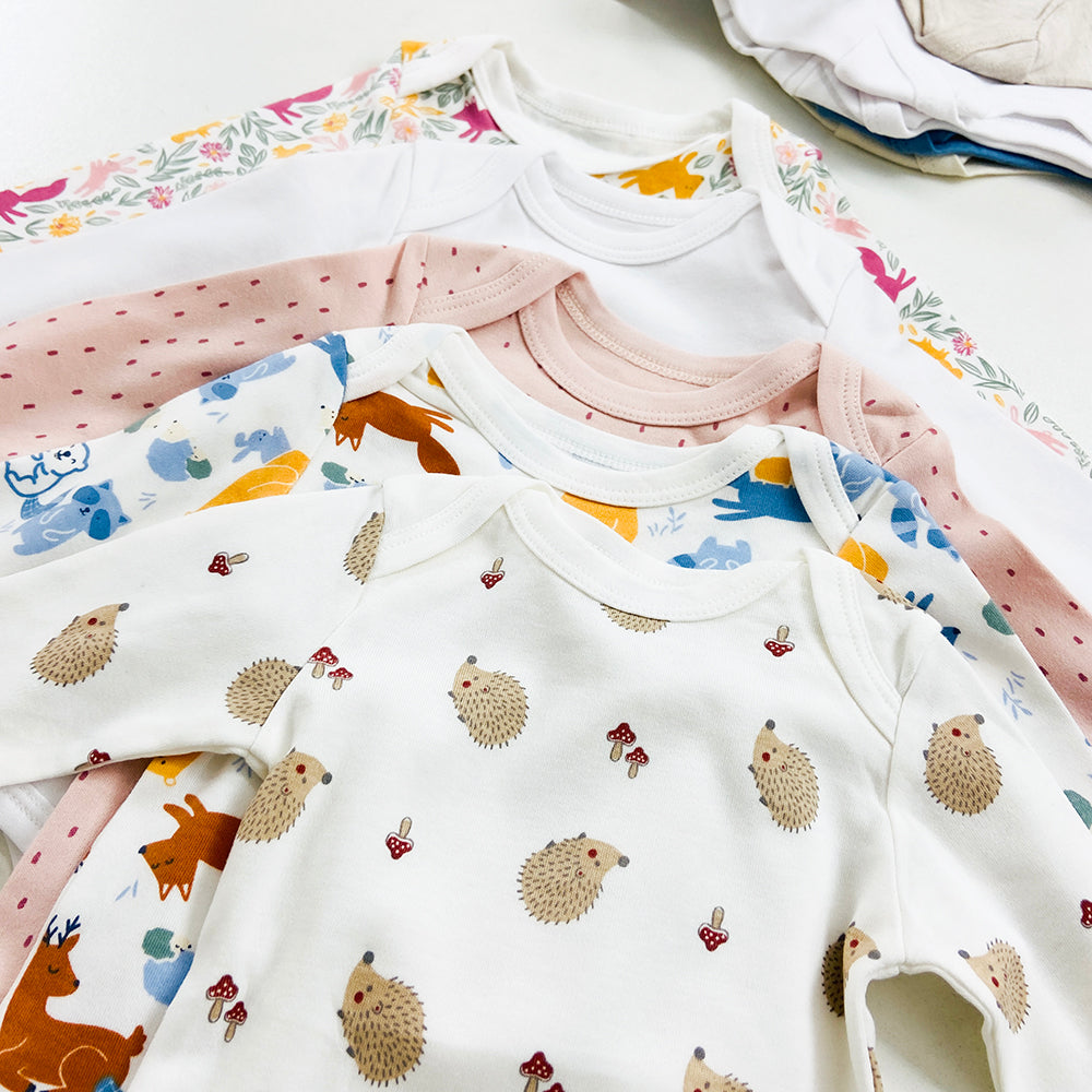 Pack of 5 Multicolor Full Sleeve Organic Cotton Baby Romper Combo