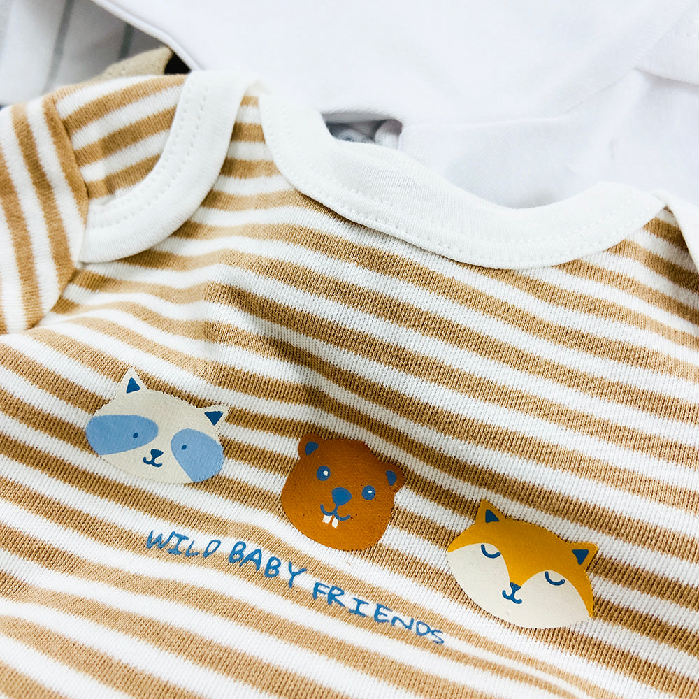 Pack of 5 Multicolor Full Sleeve Organic Cotton Baby Romper Combo