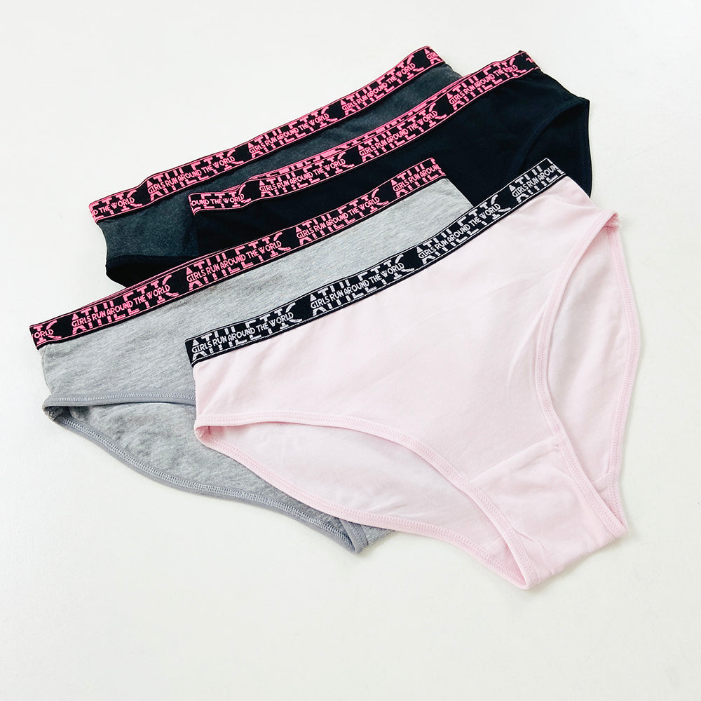 Pack of 3 Girls' Mid Rise Cotton Panties