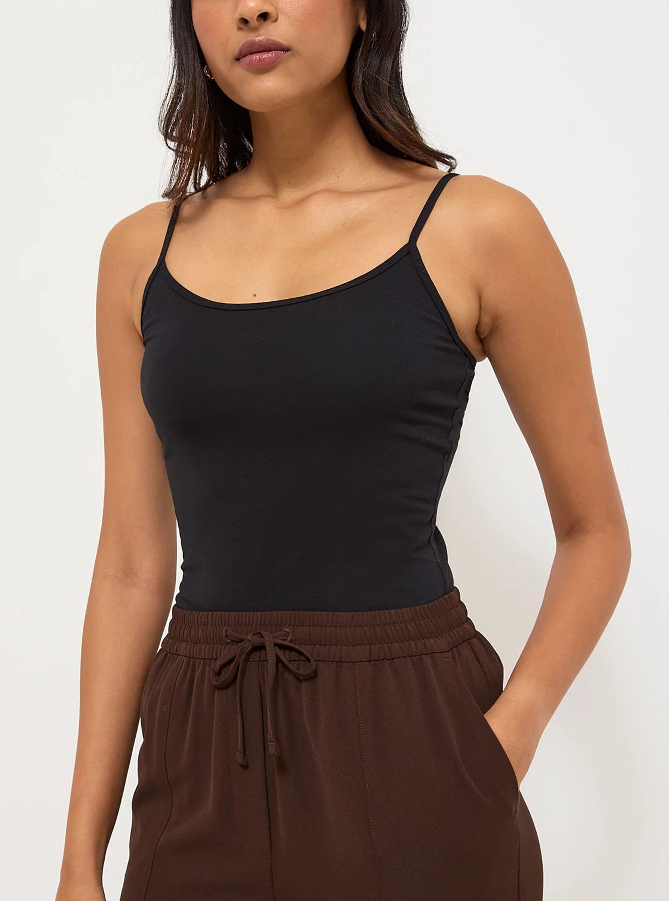 Women's Cotton Scoop Neck Adjustable Spaghetti Strap Cami Tank Tops