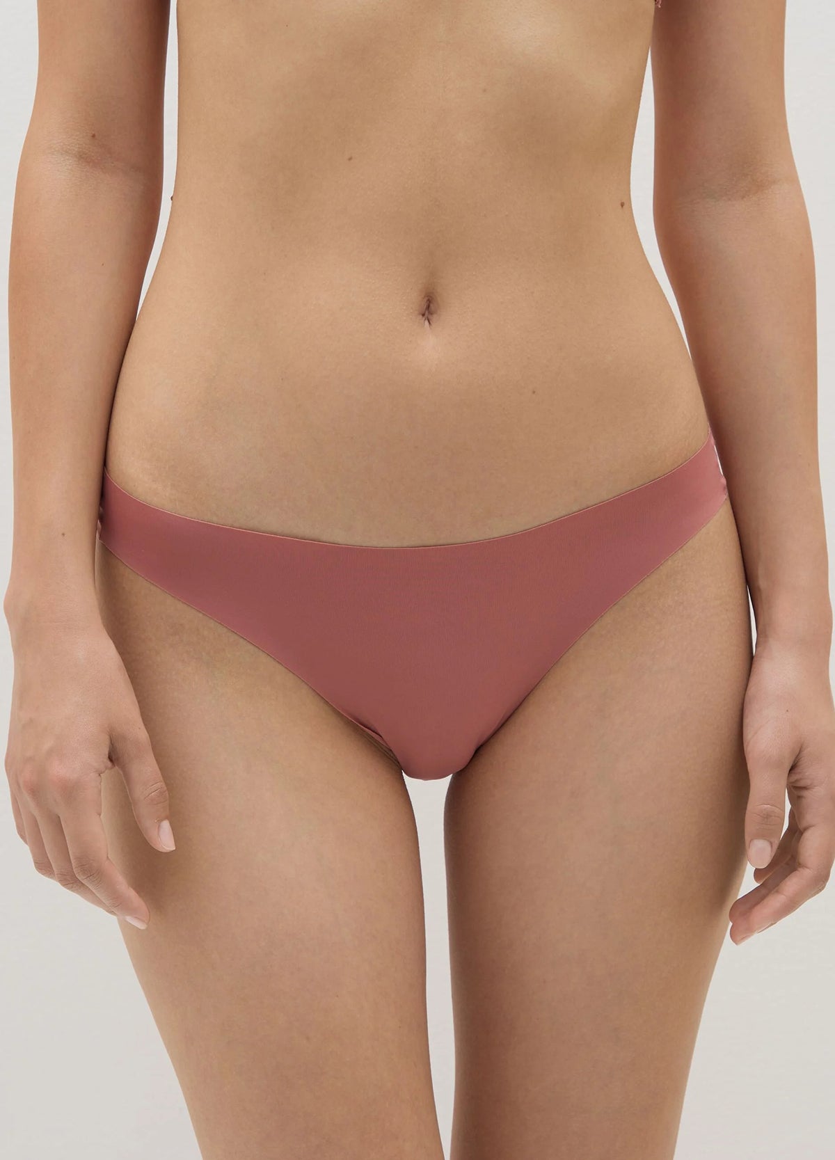Womens Seamless Mid Rise Nylon Stretch Invisible Comfort Thong