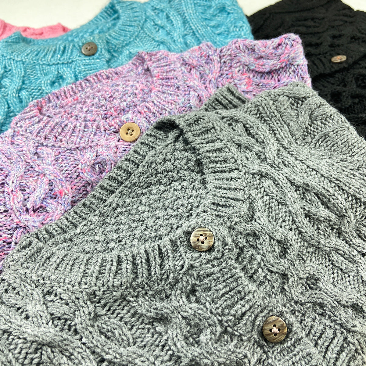 Kids Cable Knit Soft Cotton Cardigan Sweater