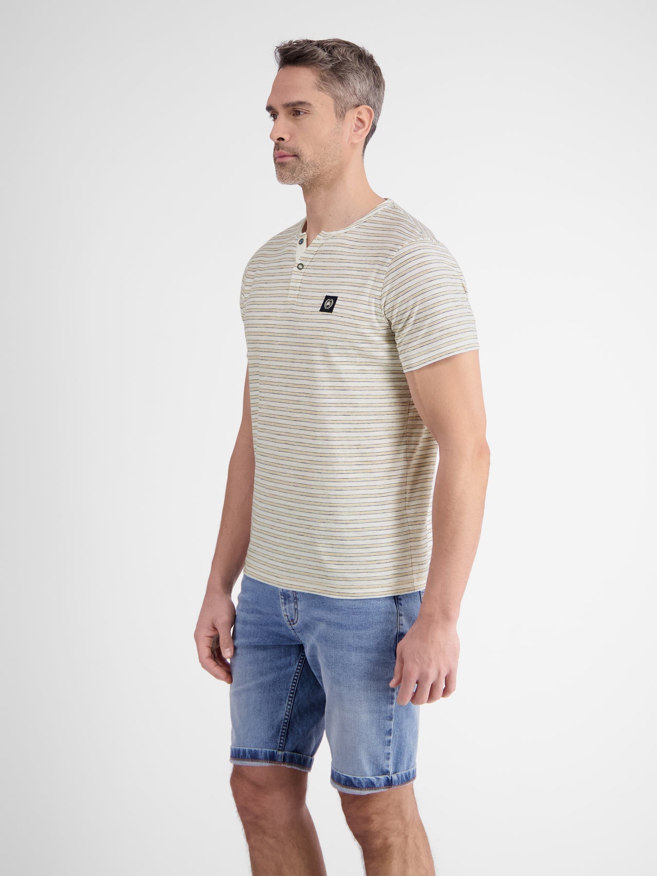 Men's Half Sleeve Striped Serafino T-shirt